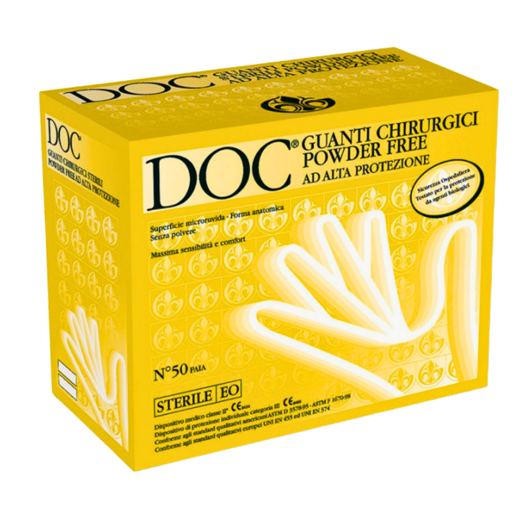 Guanti Chirurgici in Lattice naturale, Sterile, Non Talcato per pelli sensibili, 50 paia - Marchio DOC Gardening S.r.l.