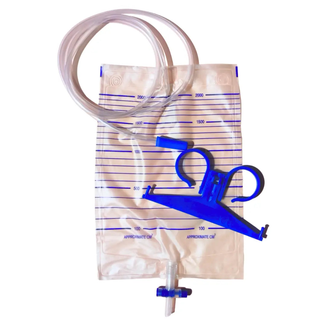 Sacche Urina con Valvola Antireflusso e Scarico a T con Tubo 90 cm, Capienza 2000 ml - Marchio DOC Gardening S.r.l.
