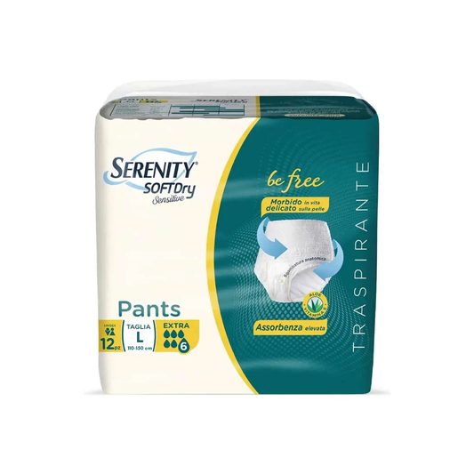 Serenity SoftDry Sensitive Pants Extra – Mutandina Assorbente con Aloe, Vitamina E e Controllo Odori (12 pz) Serenity S.p.A.