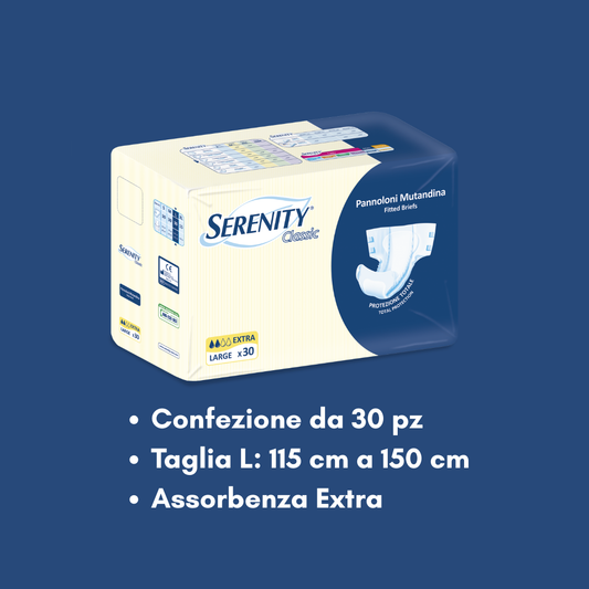 Serenity Classic Pannolone Mutandina Extra – Taglia L - Protezione Affidabile per Incontinenza Moderata/Grave