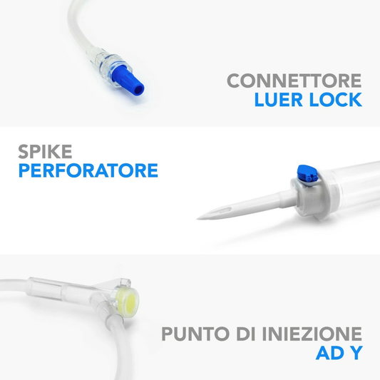 Deflussore Monouso a Y – 2 Vie con Presa d’Aria e Punto Iniezione Senza Ago (25 pz) Gardening S.r.l.