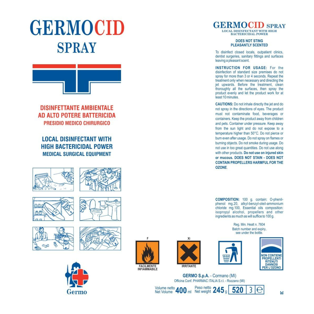 Germocid Spray 400 ml – Disinfettante Multifunzione per Oggetti e Superfici Gima S.p.a