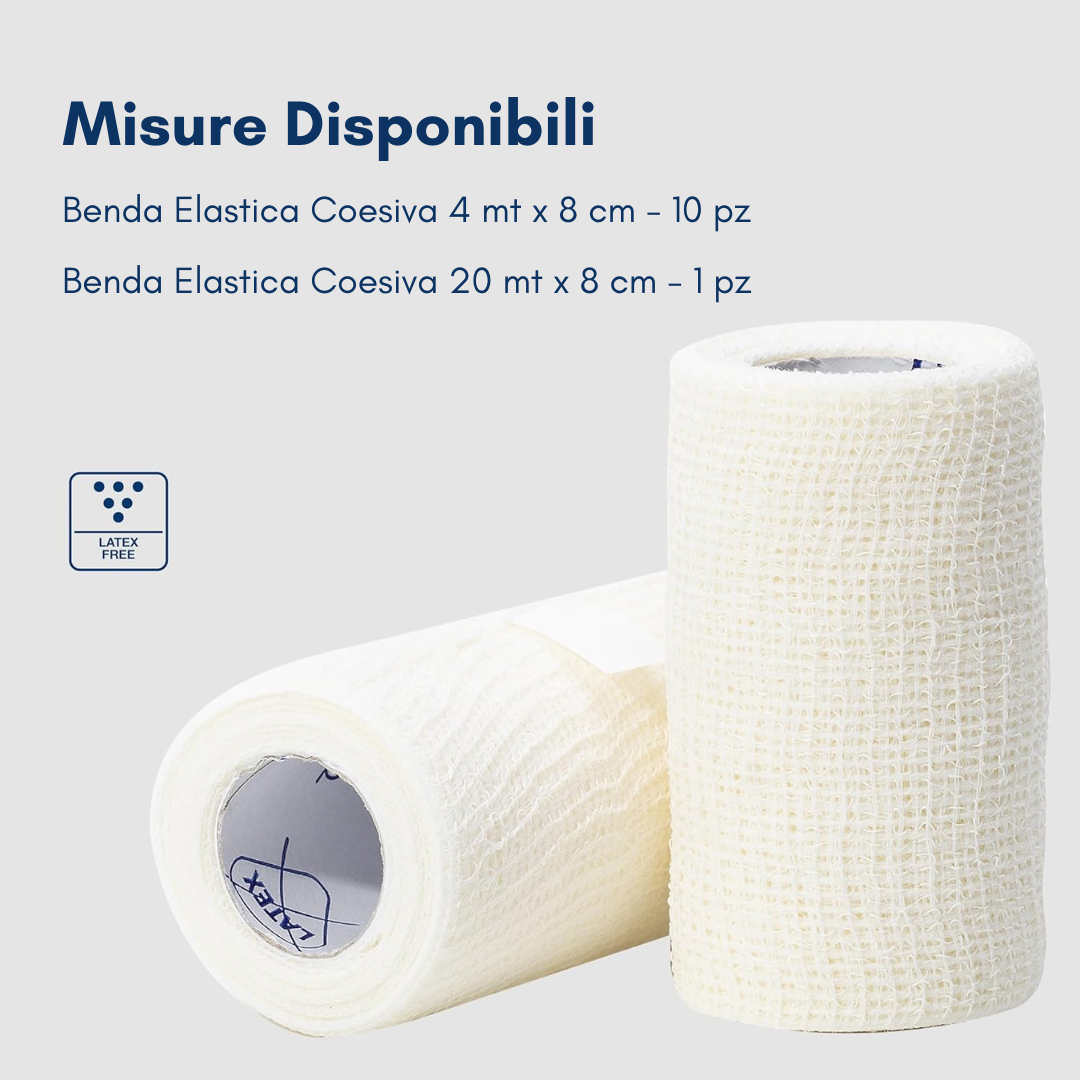 Benda Elastica Coesiva 8 cm – Disponibile da 4 m e 20 m – Latex Free