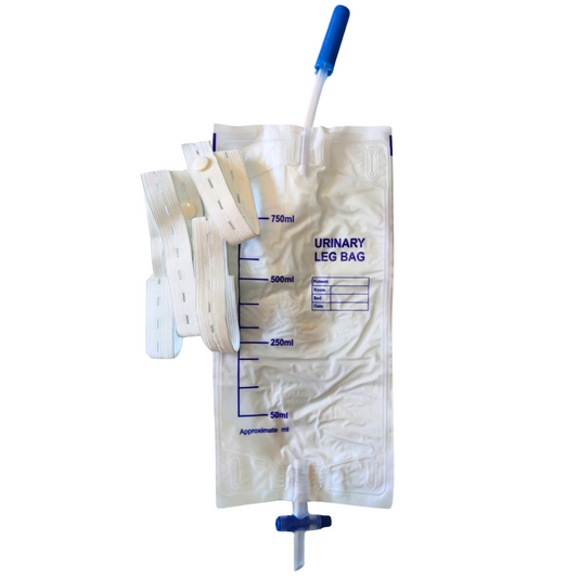 Sacca Urina da Gamba con Valvola Antireflusso e Rubinetto di Scarico a T con Tubo 10 cm e Lacci, Capienza 750 ml Gardening S.r.l.