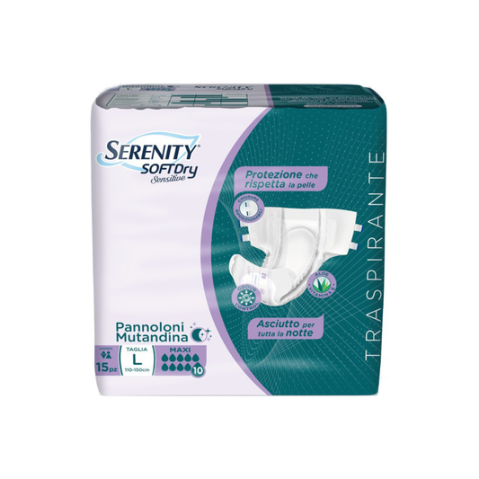 Serenity SoftDry Sensitive Pants Maxi – Taglia L - Protezione Massima per Incontinenza Moderata/Grave