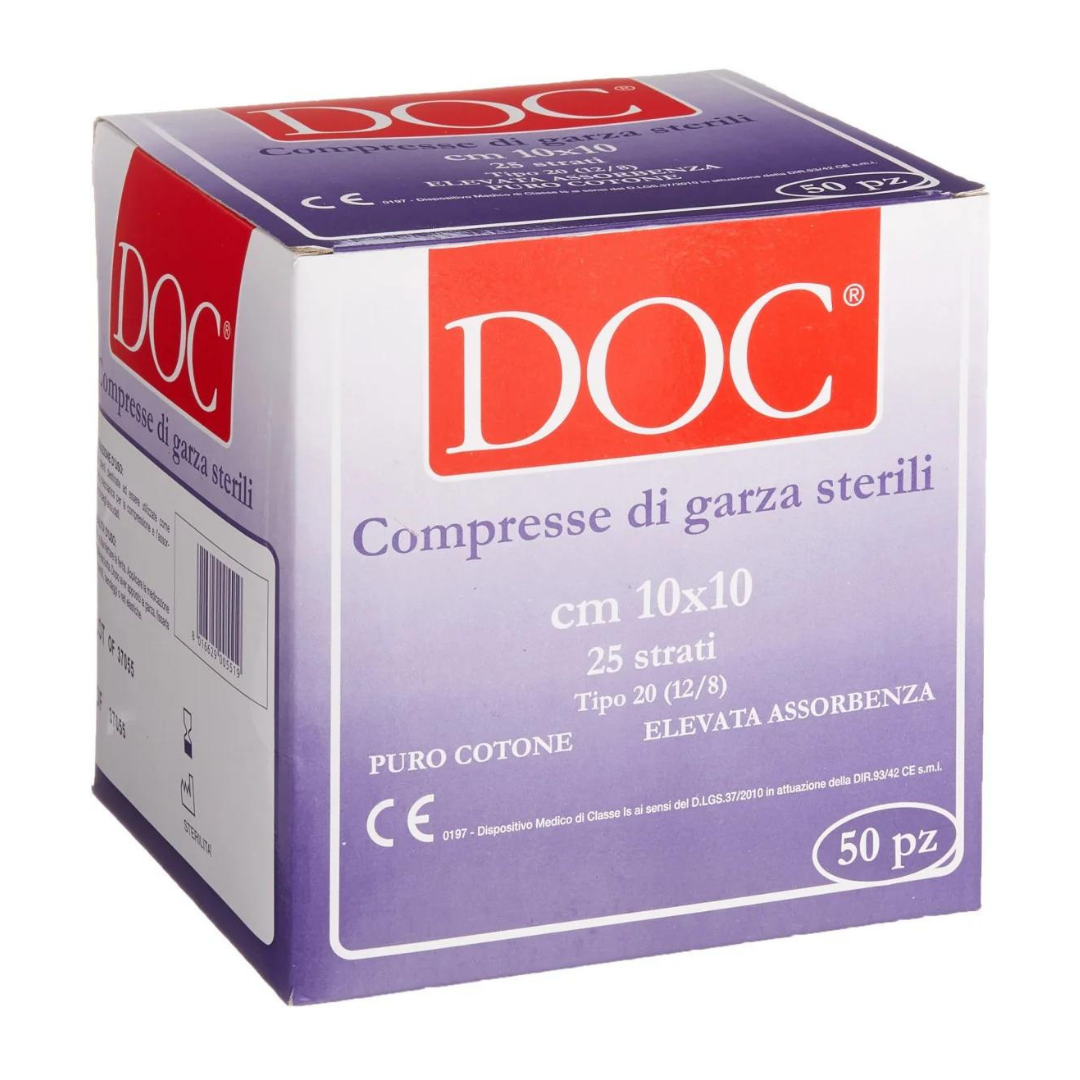 Compresse di Garza Sterile Monouso in puro Cotone, 10 x 10 cm, 25 Strati, 50 pezzi - Marchio Doc Gardening S.r.l.