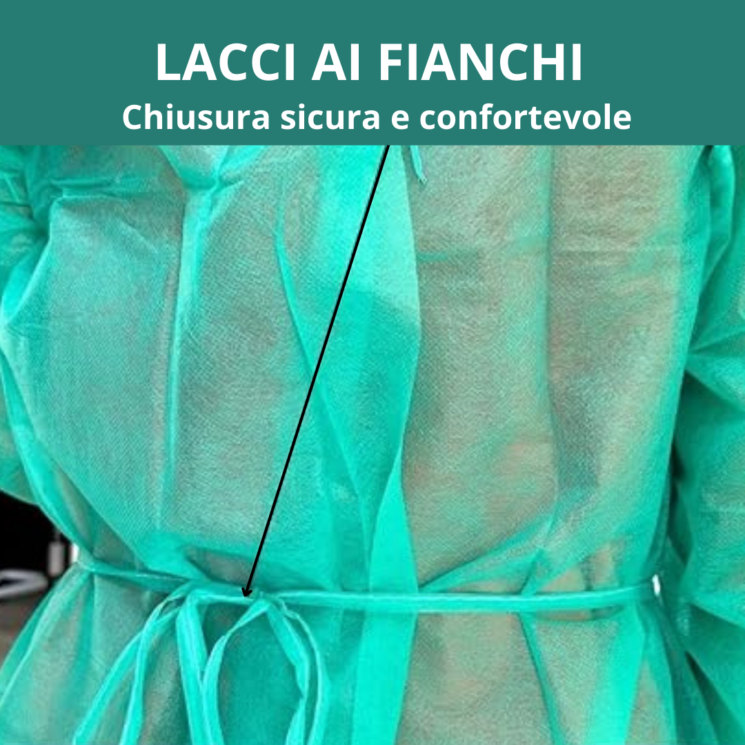 Camice Monouso in TNT Verde – Idrorepellente, Traspirante e Resistente