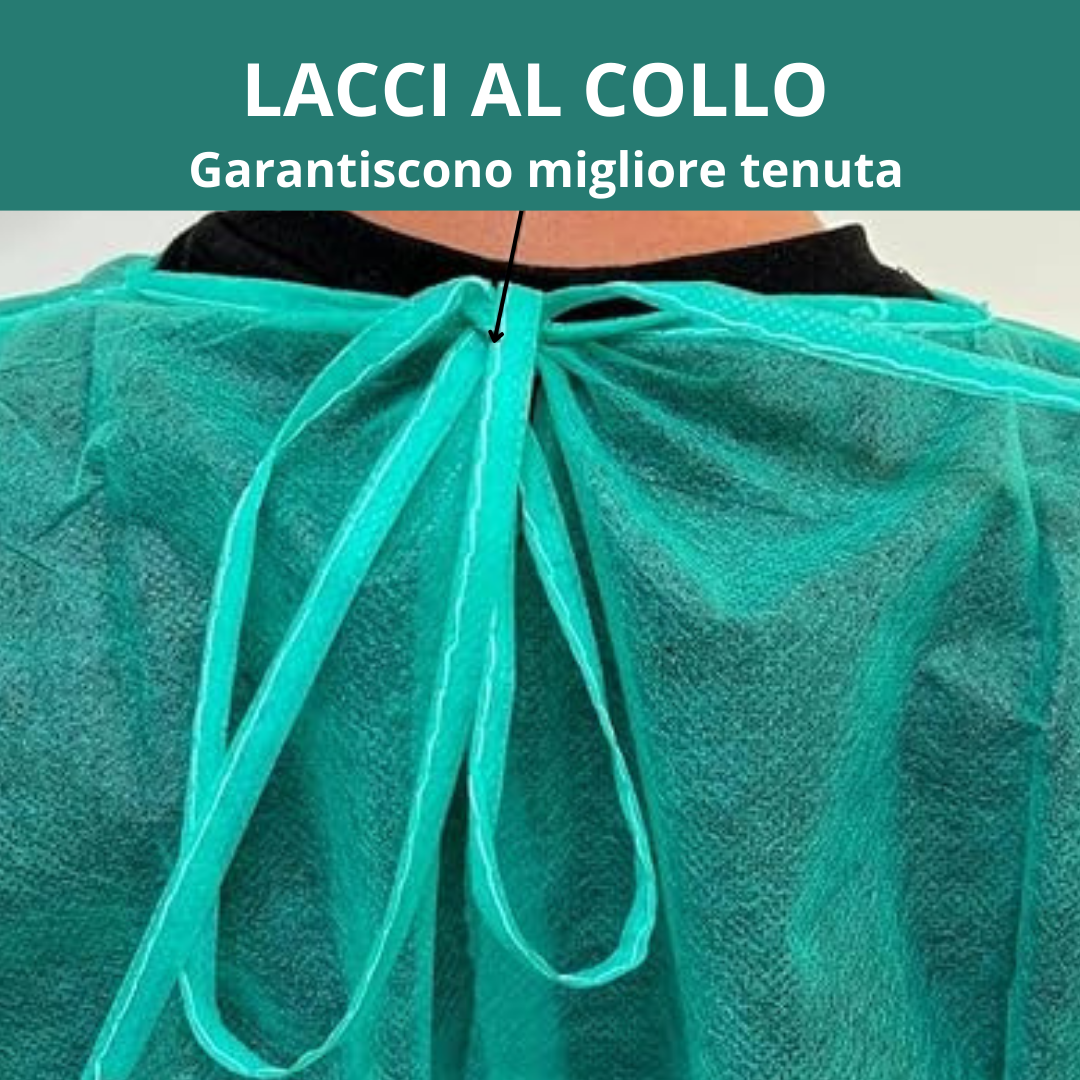 Camice Monouso in TNT Verde – Idrorepellente, Traspirante e Resistente