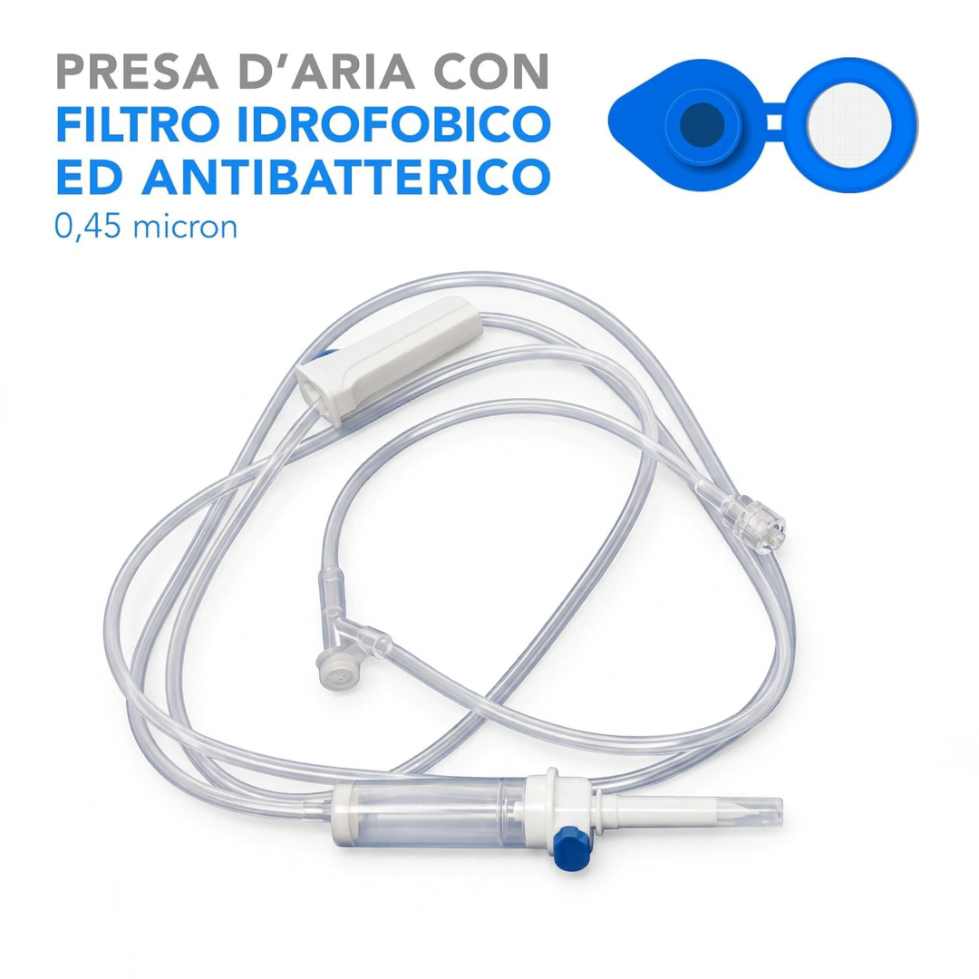 Deflussore Monouso a Y – 2 Vie con Presa d’Aria e Punto Iniezione Senza Ago (25 pz) Gardening S.r.l.