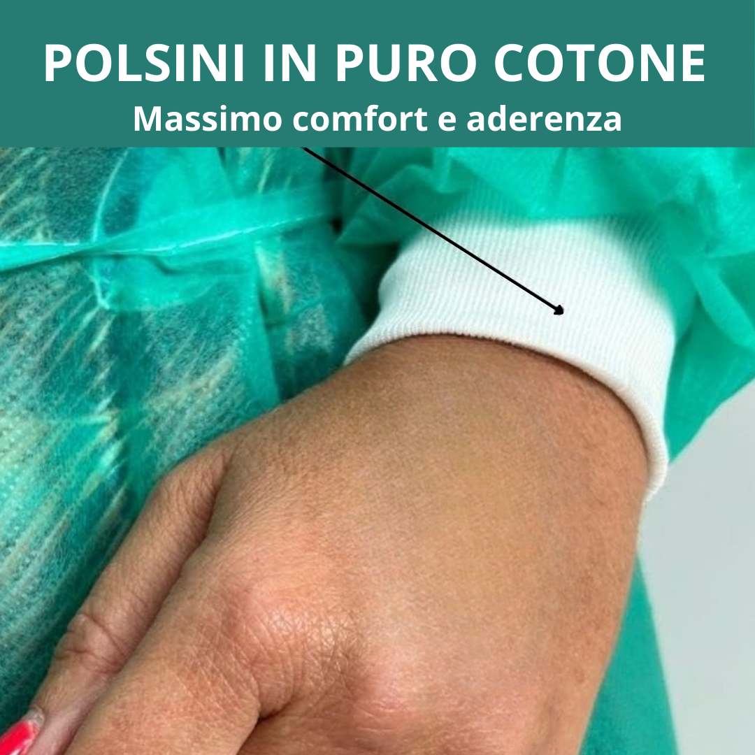 Camice Monouso in TNT Verde – Idrorepellente, Traspirante e Resistente