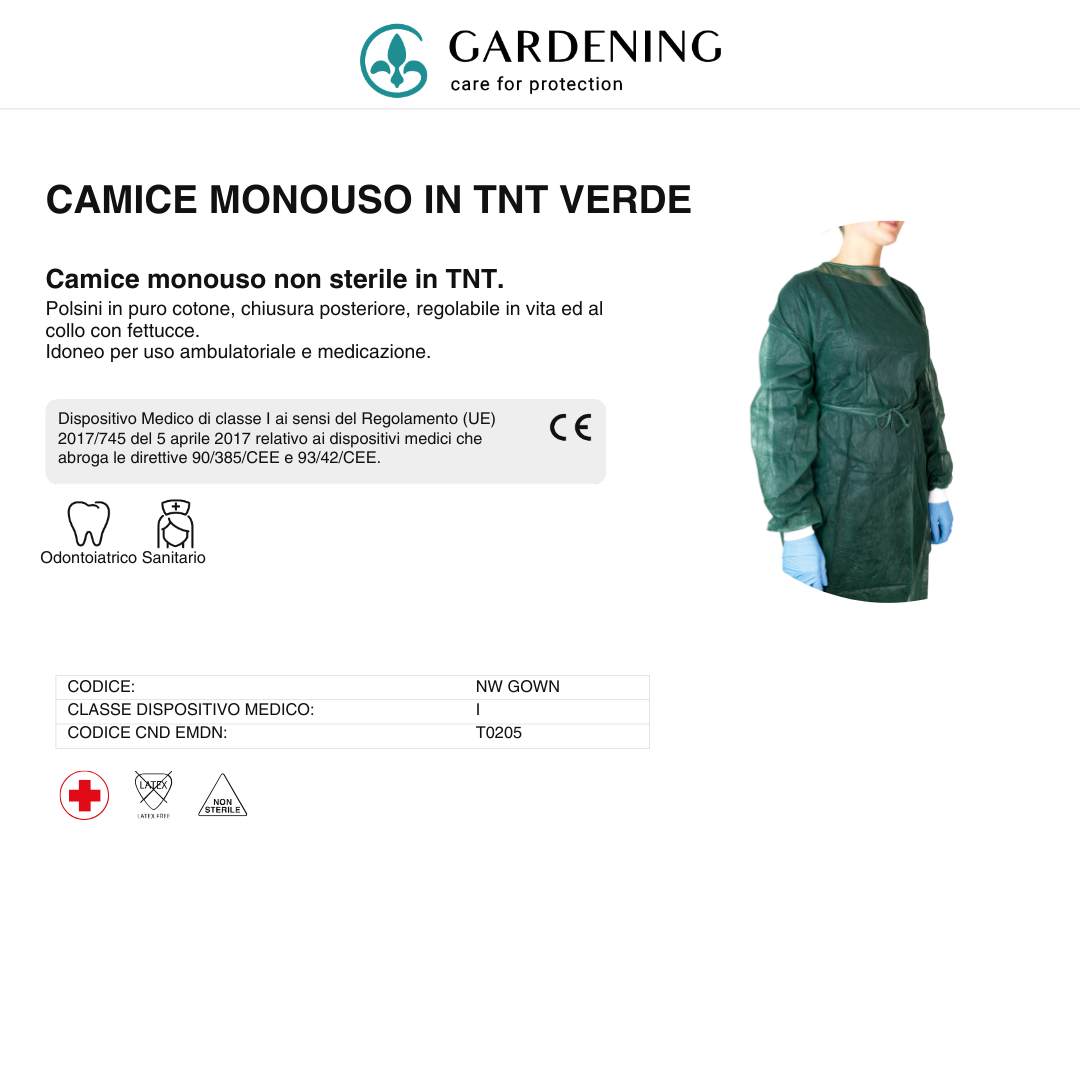 Camice Monouso in TNT Verde – Idrorepellente, Traspirante e Resistente