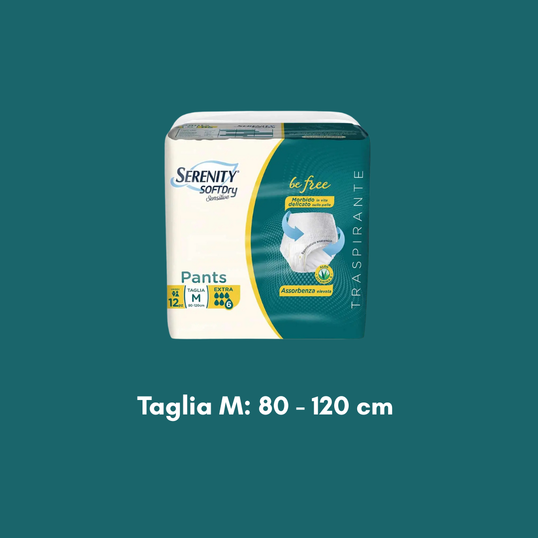 Serenity SoftDry Sensitive Pants Extra – Mutandina Assorbente con Aloe, Vitamina E e Controllo Odori (12 pz)