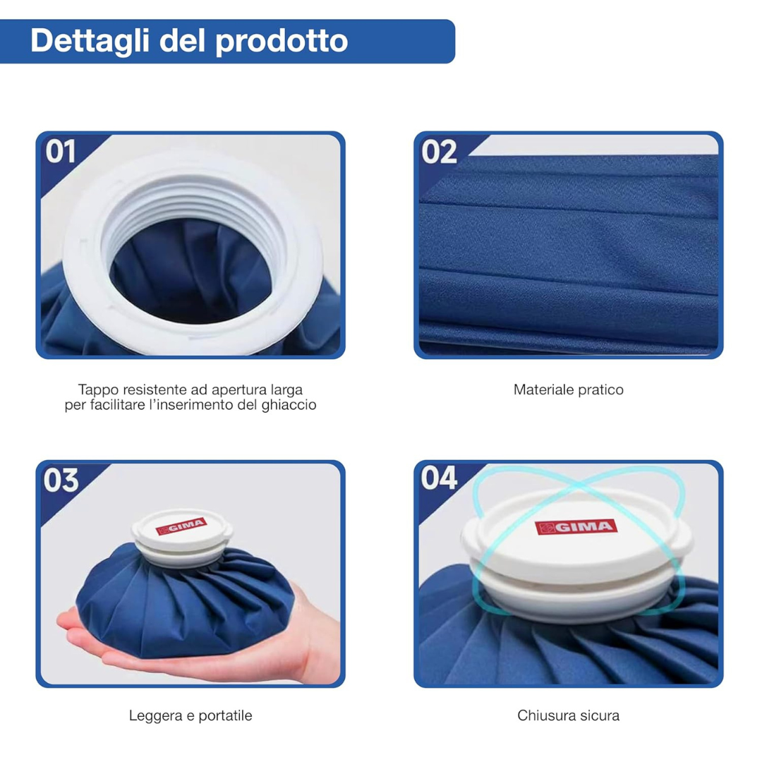 Borsa del Ghiaccio 28 cm con Tappo Grande – Riutilizzabile per Terapia del Freddo - 1 pz Gima S.p.a