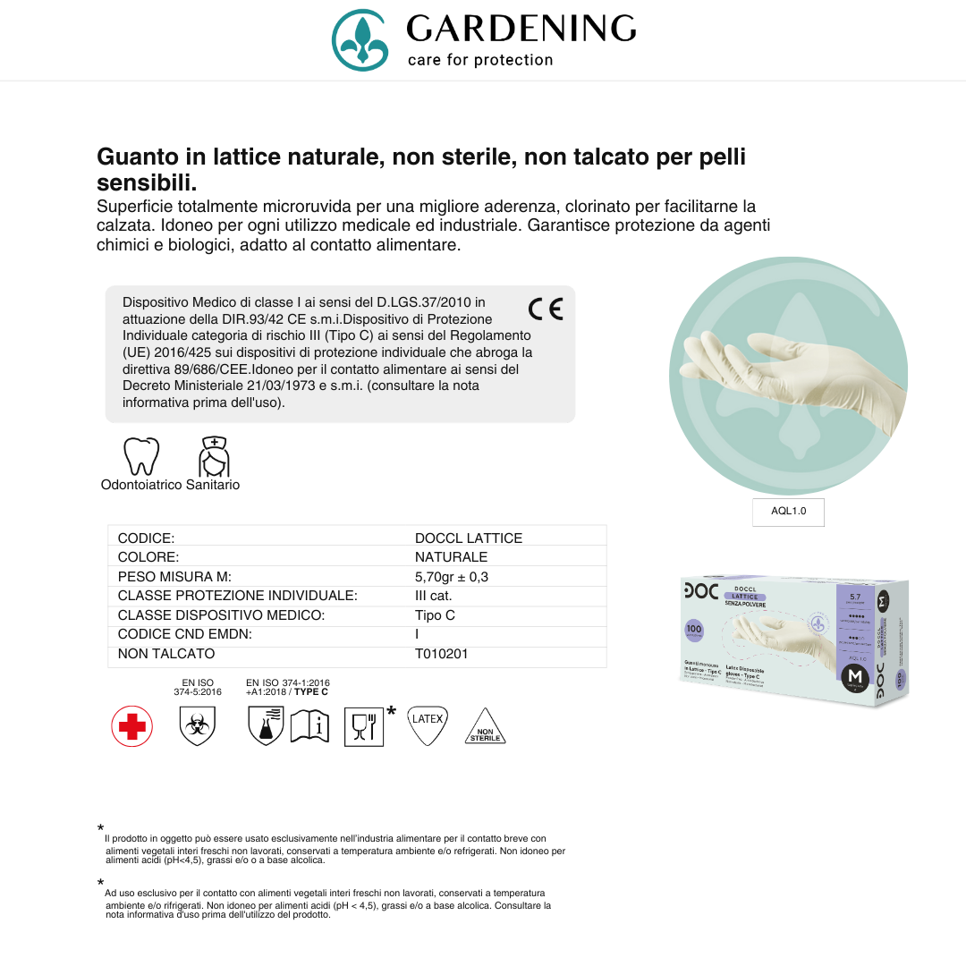 Guanti in Lattice Naturale Non Talcati – Microruvidi, Sensibili e Resistenti Gardening S.r.l.