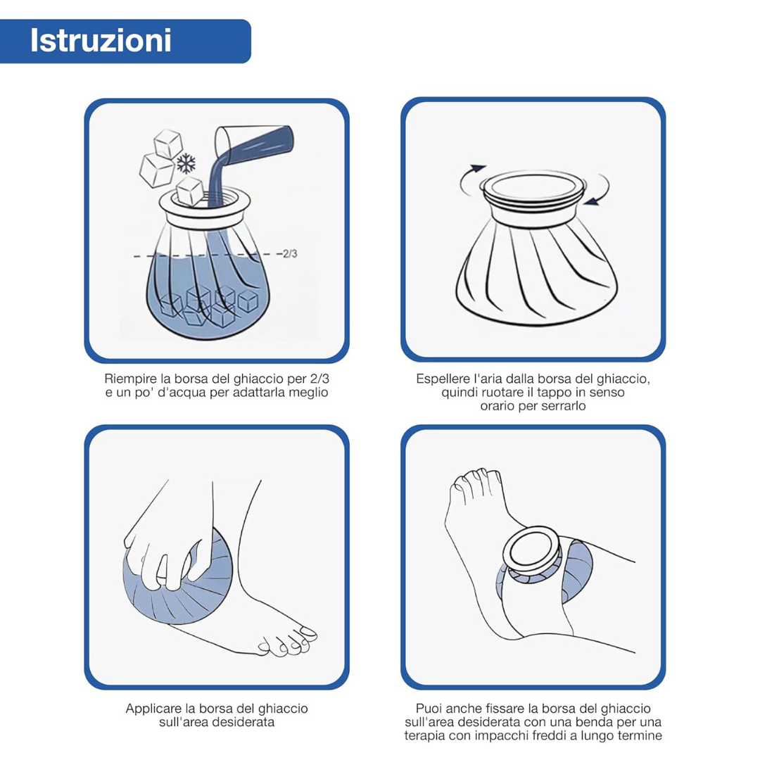 Borsa del Ghiaccio 28 cm con Tappo Grande – Riutilizzabile per Terapia del Freddo - 1 pz Gima S.p.a