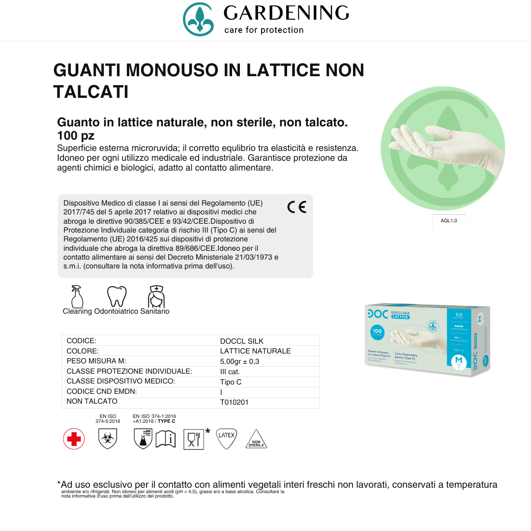 Guanti Monouso in Lattice Naturale – Non Talcati, Microruvidi e Resistenti Gardening S.r.l.